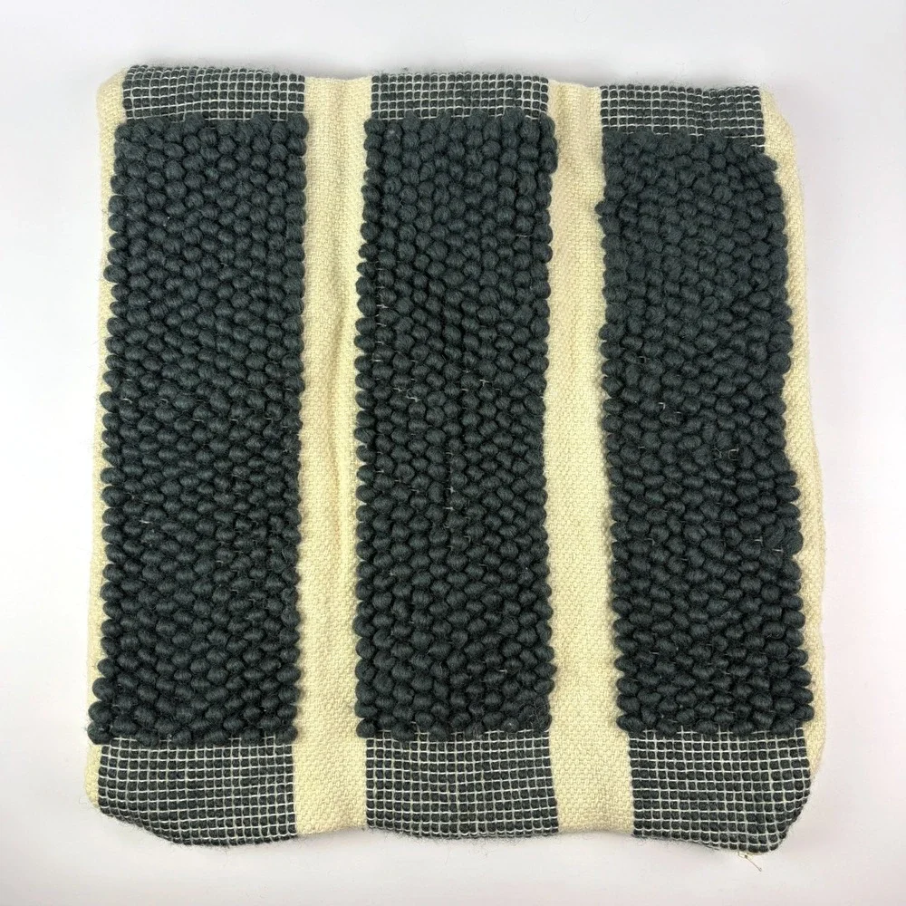 Crate & Barrel Bubble Wool Pillow‎ Sham Cover Only Dark Green 23x23
